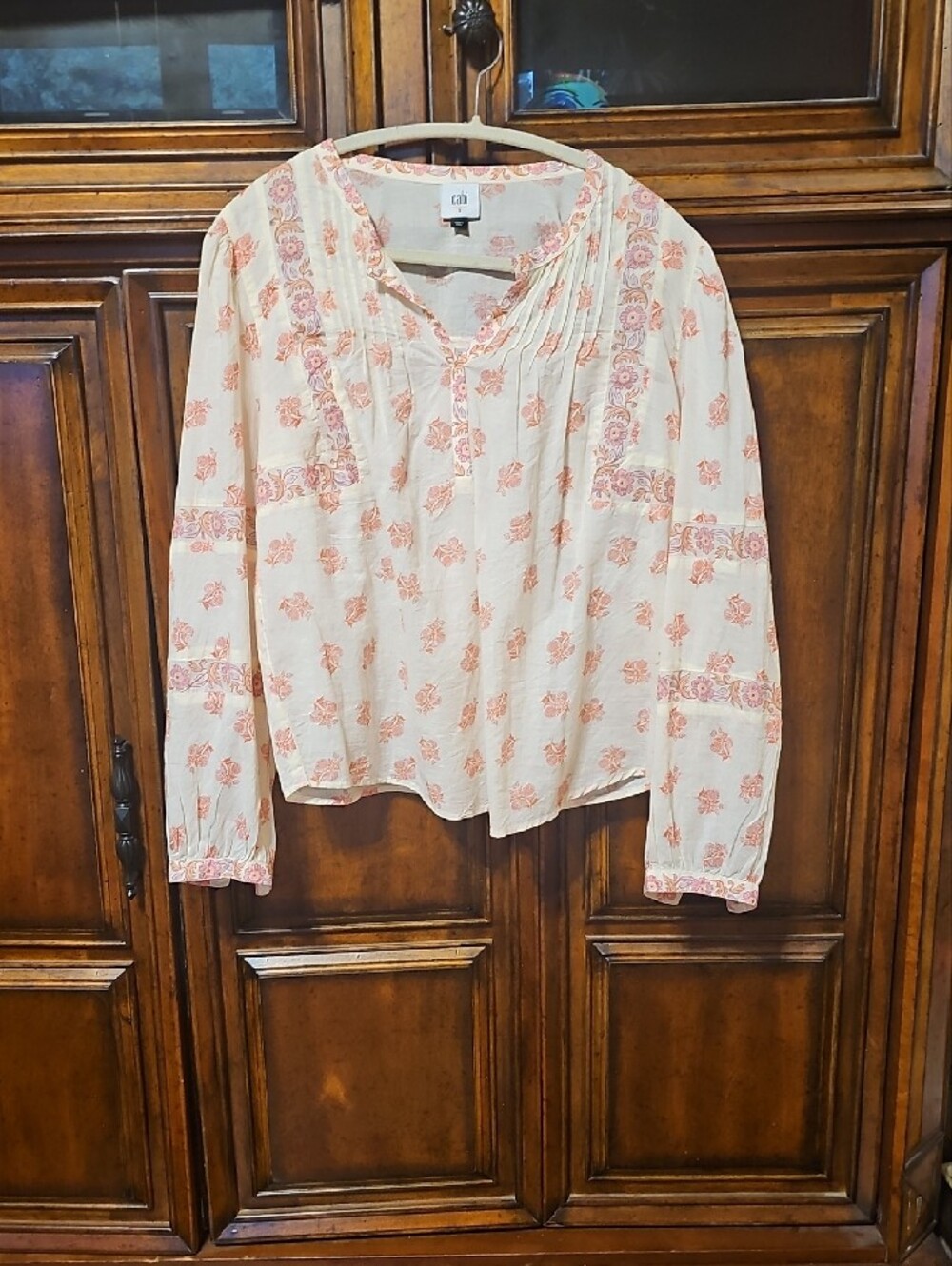 CAbi Pink Floral Pintuck Blouse - Picture 6 of 10